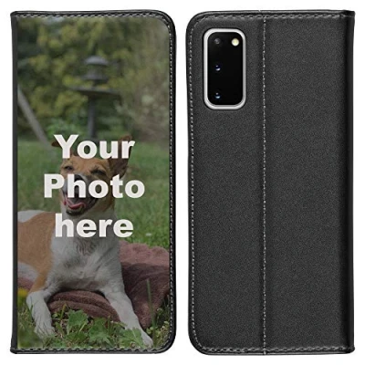 Abbildung von PhoneNatic Case kompatibel mit Galaxy S20 Personalisierte Handyhülle Kunstlederhülle schwarz zum selbst gestalten eigenem Foto