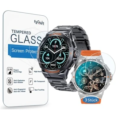 Abbildung von Frgnie Schutzfolie für EF3 Smartwatch 1,43&quot; (3 Stück) 9H Glas Displayschutzfolie Kompatibel FOXBOX, LIGE, ESFOE, FEELNEVER, DREMAC 2024 Neu EF5
