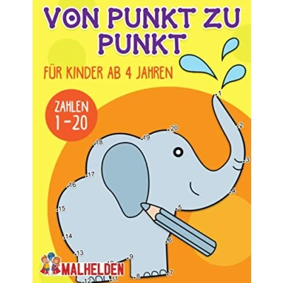 Abbildung von von Punkt zu Malbuch: Erstes Zahlen verbinden und lernen 1 20 für Mädchen Jungs Lern Rätselbuch Kinder ab 4 Jahren