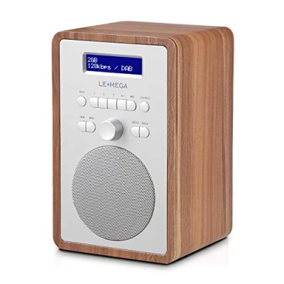 Abbildung von LEMEGA CR2+ DAB/DAB+ Digitalradio,UKW Digitalradio,DAB Radio Netzbetrieben,Doppelter Wecker,Küchen Schlaf Snooze Timer,20 voreingestellte Sender,Kopfhörerausgang,Holzeffekt (Walnuss)