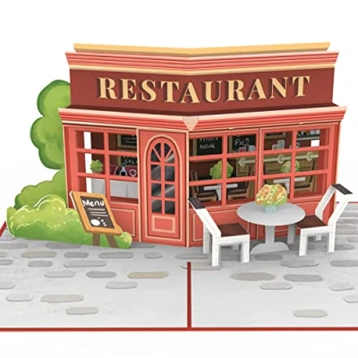 Abbildung von papercrush® Pop Up Karte Restaurant 3D Restaurantgutschein oder Geldgeschenk zum Essen gehen, Geburtstagskarte für Frauen &amp; Männer, Romantisches Geschenk Freundin Jahrestag Hochzeitstag
