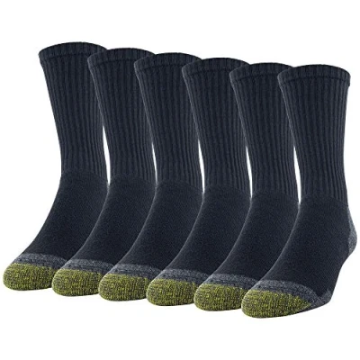 Abbildung von Gold Toe Herren Work Cotton Crew Socks, 6 Pairs Socken, Schwarz/Grau (6 Paar), L EU