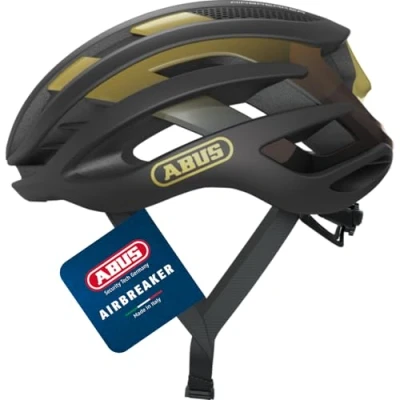 Abbildung von ABUS Rennradhelm AirBreaker High End Fahrradhelm für den professionellen Radsport Jugendliche und Erwachsene Helm Damen Herren Schwarz/Gold, Größe M