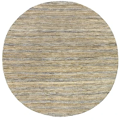 Abbildung von HAMID Woll und Jute Teppich Runden Olivia, Handgewebter für Wohnzimmer, Schlafzimmer, Blau Geädert, (200 x 200 cm)