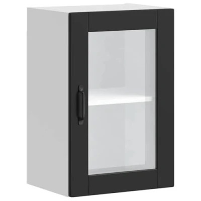 Abbildung von vidaXL Küchen Hängeschrank mit Glastür Porto Schwarz, Wandschrank Küche, Wandschrank, Oberschrank, Küchenschrank, Hängeschrank, Oberschrank Küche
