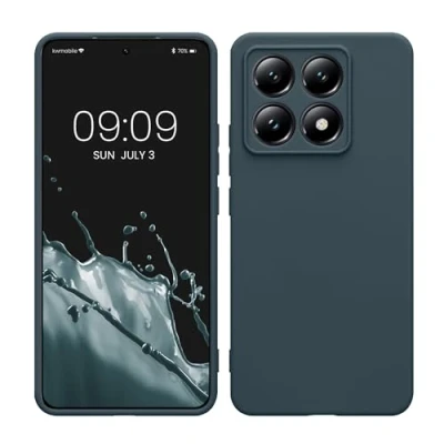 Abbildung von kwmobile Handyhülle kompatibel mit Xiaomi 14T Hülle Handy Case aus weichem Silikon in Dunkler Schiefer