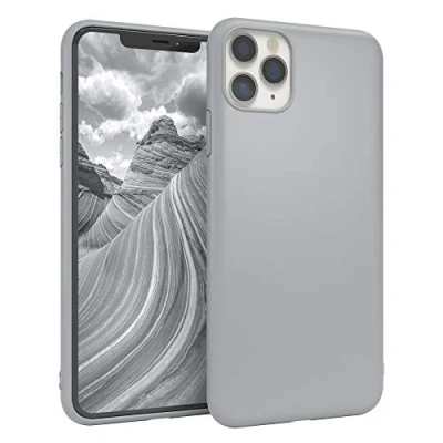 Abbildung von EAZY CASE Handyhülle Silikon mit Kameraschutz kompatibel iPhone 11 Pro Max in Hellgrau, Grau, Ultra dünn, Slimcover, Silikonhülle, Hülle, Softcase, Backcover