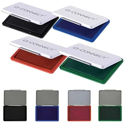 Abbildung von Q Connect Stempelkissen 9x5,5cm 4 Farben, schwarz/blau/rot/grün