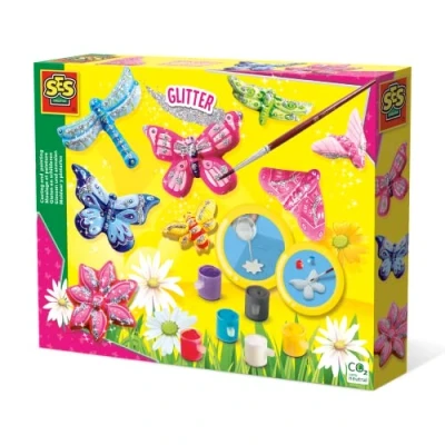 Abbildung von SES Creative Gießen und anmalen Glitzerschmetterlinge, Guss /Mal Set für Kinder, 5 Jahr(e), Mehrfarbig