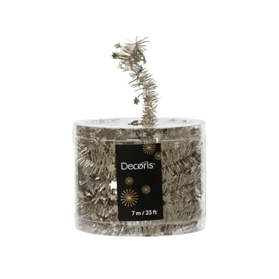 Abbildung von Decoris season decorations Girlanden, Weihnachtsgirlande Lametta mit Sternen 3cm x 7m Perle
