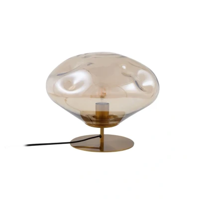 Abbildung von Lindby Tischleuchte Lelia, amber, Glas, Metall, Ø 35 cm