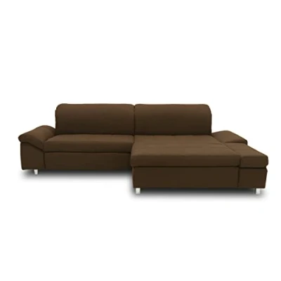 Abbildung von DOMO. collection Ecksofa Mika, Sofa in L Form, Eckcouch mit Rücken und Armlehnfunktion, Polsterecke 260 x 178 80 cm (BxTxH), dunkelbraun