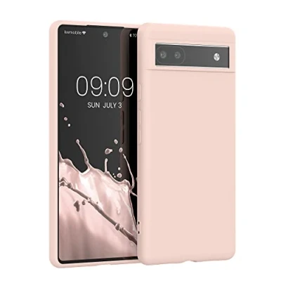 Abbildung von kwmobile Hülle kompatibel mit Google Pixel 6a weiches TPU Silikon Case Cover geeignet für kabelloses Laden Coconut Swirl