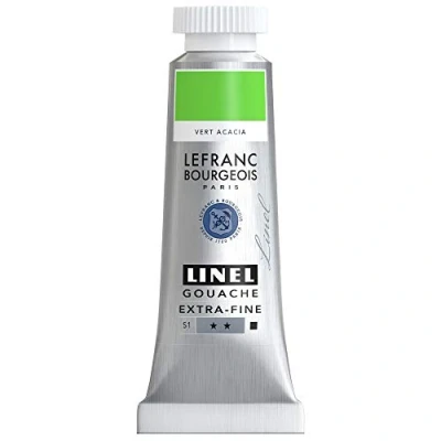 Abbildung von Lefranc &amp; Bourgeois 301202 Linel Gouache extrafeine und geschmeidige Wasserfarben mit maximaler Farbintensität, Leuchtkraft für streifenfreien Auftrag, 14ml Tube Akaziengrün