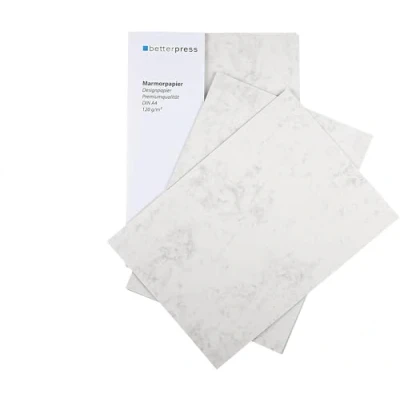 Abbildung von Betterpress® Marmorpapier Gastropapier DIN A5, 120 g/m², 60 Blatt beidseitig marmoriert Briefpapier chamois Gastronomie Speisekarten Papier zum bedrucken