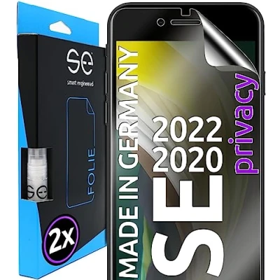Abbildung von 2x se® 3D SCHUTZFOLIE Privacy für Apple iPhone SE 2020 / 2022 ,Blickschutz entspiegelt, 100% Fingerabdruck &amp; FaceID kompatibel, anti Fingerabdrücke, Stoß Kratzfest, hüllenfreundlich aus Deutschland
