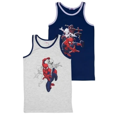 Abbildung von Marvel 2ER PACK Spiderman Unterhemd/shirt für Kinder, Größe: 122/128, Grau blau
