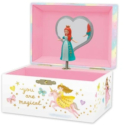 Abbildung von Giggle &amp; Honey Musikalisches Schmuckkästchen für Kinder Kinderspieluhr mit drehendem Prinzessin, Prinzessin Geburtstagsgeschenke kleine Mädchen, 15,2 x 11,8 8,9 cm Alter 310