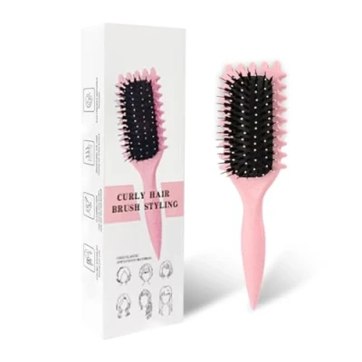 Abbildung von Curl Defining Brush, Define Styling Haarbürste zum Kämmen und Formen von Männer Frauenlocken, um das Ziehen zu reduzieren, Nylonborsten, Lockenverstärker, Unisex (Rosa)