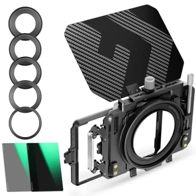Abbildung von K&amp;F Concept Kit Matte Box mit ND4 ND32 4 x 5.65 Filter für DSLR und spiegellose Kameras, kompatibel 67mm/72mm/77mm/82mm/95mm Objektiven