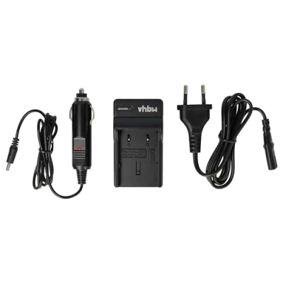 Abbildung von vhbw Ladegerät kompatibel mit JVC BN VF707U, VF707, VF714 Kamera Camcorder/Akku Ladeschale, Kfz Adapter, Ladestandsanzeige, 8,4 V