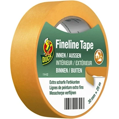 Abbildung von DUCK Fineline Tape 114 02 Imprägniertes Maler Abklebeband zum Streichen Malerband mit Washi Tec für innen &amp; außen 30mm x 25m