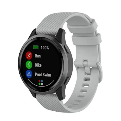 Abbildung von Yikamosi Kompatibel mit Garmin Vivoactive 4 Armband,22MM Schnellverschluss Weiches Silikon rostfreiem Metallverschluss Ersatzbänder für 4/Garmin Venu 2,Grau