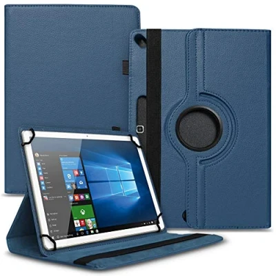 Abbildung von NAUCI Tablet Schutz Hülle kompatibel für Lenovo Miix 320 310 300 Tasche aus hochwertigem Kunstleder mit Standfunktion 360 Drehbar Cover Case, Farben:Blau