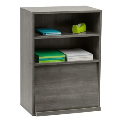 Abbildung von Iris Ohyama, Möbel mit Türen, Aufbewahrungsregal, 2 modulare Fächer alle 3.2cm, Design, Modern, Mehrzweck, Büro, Schlafzimmer, Wohnzimmer Flap Rack CHR 1 Eiche Grau