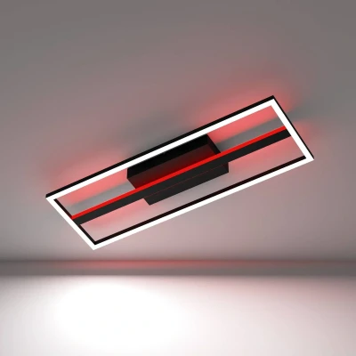 Abbildung von Eglo 900567 Deckenleuchte CALAGRANO Z Alu, Stahl schwarz, Kunststoff weiss LED 21W 3000 6500K L:64cm B:22cm H:5cm dimmbar mit Connect Funktion