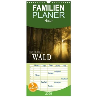 Abbildung von Familienplaner 2025 Mysterium Wald mit 5 Spalten (Wandkalender, 21 cm x 45 cm), CALVENDO
