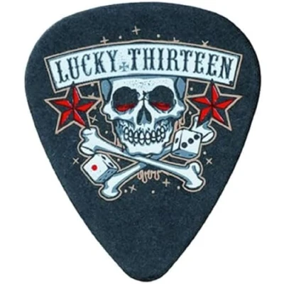 Abbildung von JIM DUNLOP Plektrum Lucky 13 serie II, 36 Stück, 0,73mm, Skull Dice, Schwarz