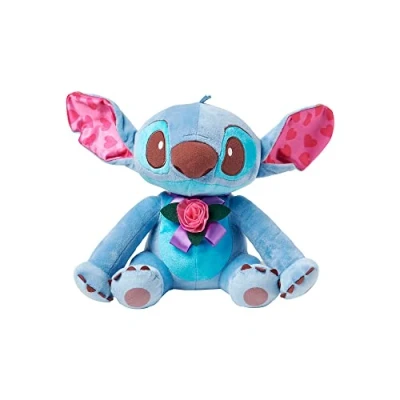 Abbildung von Disney Store Stitch Sweetheart Offizielles mittelgroßes Kuscheltier, Lilo &amp; Stitch, 29 cm, Kuscheltier mit Stickereien, Ohren Herzen und plastisch geformter Blume, geeignet ab 12 Monaten
