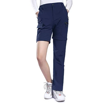 Abbildung von Hiauspor Damen Zip Off Wanderhose Atmungsaktiv Trekkinghose Schnell Trockend Abnehmbar Outdoorhose Stretch Funktionshose Sommer Hosen (Navy, XS)