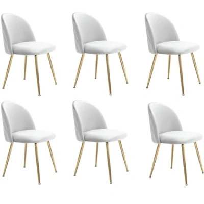 Abbildung von JINPALAY 6er Set Esszimmerstühle Beige Samt Küchenstuhl Polsterstuhl mit Rückenlehne Sessel Moderner Wohnzimmer Stuhl Goldene Beine (6, Beige)
