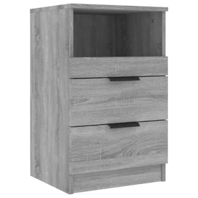 Abbildung von vidaXL Nachttisch 2 Schubladen 1 Fach Nachtschrank Nachtkonsole Nachtkommode Schlafzimmer Schrank Kommode Grau Sonoma Holzwerkstoff