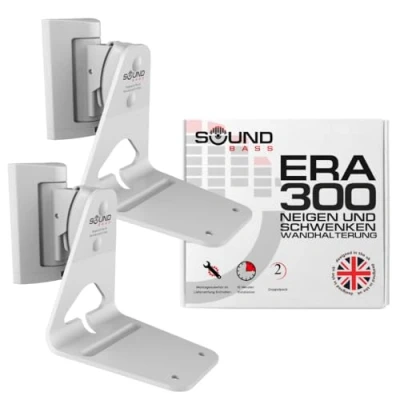 Abbildung von Sound bass ERA300 Wandhalterung, neig und schwenkbar, kompatibel mit Sonos ERA 300, mühelose Installation, inklusive Montageset (Weiß, Doppelt)