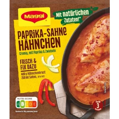 Abbildung von MAGGI Fix für Paprika Sahne Hähnchen, Würzmischung, mit natürlichen Zutaten*, 3 Portionen, 1er Pack (1 x 31g)