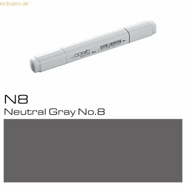 Abbildung von COPIC Classic Marker Typ N 8, neutral gray No. professioneller Layoutmarker, mit einer breiten und feinen Spitze