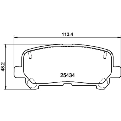 Abbildung von HELLA 8DB 355 020 601 Bremsbelagsatz inkl. Verschleißwarnkontakt mit Bremssattelschrauben Zubehör ACURA: MDX, HONDA: Pilot, Odyssey