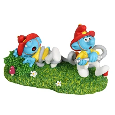Abbildung von Smurfs AquaDella Aqua Della, Feuerwehrmann Waldschlümpfe Figur, 15,7 x 7,2 8,6 cm, sehr detailliert und aus Polyesterharz, ungiftig pH neutral, für Süß Meerwasseraquarien
