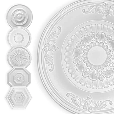 Abbildung von Hexim Wanddekoobjekt Tulpe 70cm (HEXIM Stuckrosette aus EPS Styropor weiß Deckenrosette weiß, Zierelement, Stuck (Hexim) Wanddeko Wohnzimmer Decke Polystyrol)