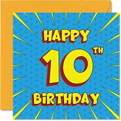 Abbildung von Lustige Geburtstagskarte zum 10. Geburtstag für Jungen Mädchen Comicbuch Karte Schwester Enkelin Sohn Tochter Bruder Cousine Neffe Nichte 145 mm x Grußkarten