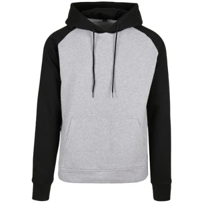 Abbildung von Build Your Brand Herren BB005 Basic Raglan Hoody Kapuzenpullover, h.Grey/blk, 3XL