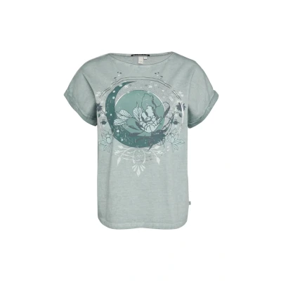Abbildung von QS Optik UND Front Tshirt print, Damen, Größe: Large, Salbeigrün