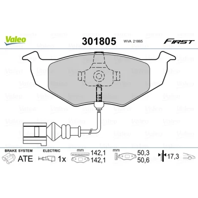 Abbildung von VALEO 301805 Bremsbelagsatz FIRST Vorderachse inkl. Verschleißwarnkontakt ohne Anti Quietsch Blech SKODA: Fabia 2 Schrägheck, Combi
