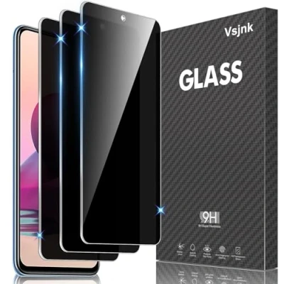 Abbildung von Vsjnk Anti Spähen Sichtschutz für Xiaomi Redmi Note 10/Note 10S mit 3 Stück Privatsphäre Tempered Glass Folie 9H Panzer Schutz Glas HD Displayschutzfolie,kompatible 10
