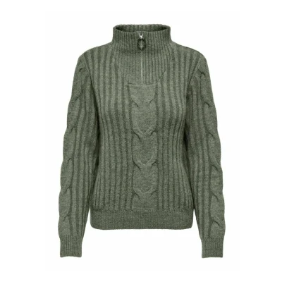 Abbildung von JdY Damen JDYANDREA L/S Zip Cable Pullover KNT Strickpullover, Kalamata/Detail:Melange, M