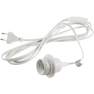 Abbildung von ChiliTec E27 Lampenfassung 3,4m Kabel mit Schalter Schnurschalter Lampenaufhängung Montagering für Steh &amp; Hängeleuchten Lampenschirm Papier Leuchten Stern Lampen Weiß