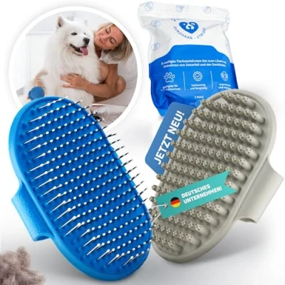 Abbildung von petpurry® Hundebürste kurzhaar (2er Set) Premium Striegel für Unterwolle und Deckhaar Katzenbürste zum Enthaaren von Haustieren